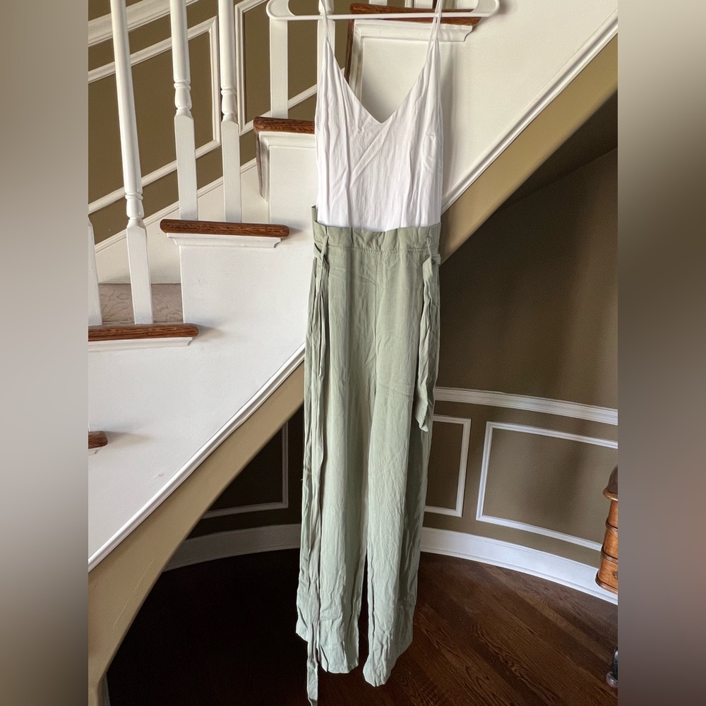 Olive green jumpsuit.